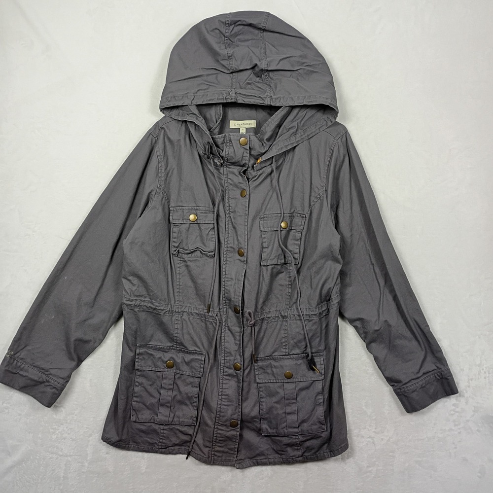 41 Hawthorn Utility Jacket Womens 1X Gray Hooded Cargo Gorpcore Hiking Outdoors